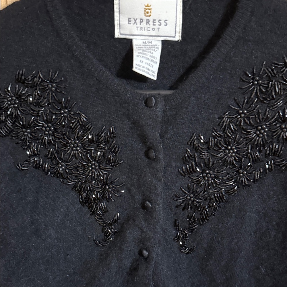 Express Tricot Women's Elegant Black Cardigan button up - Picture 5 of 5